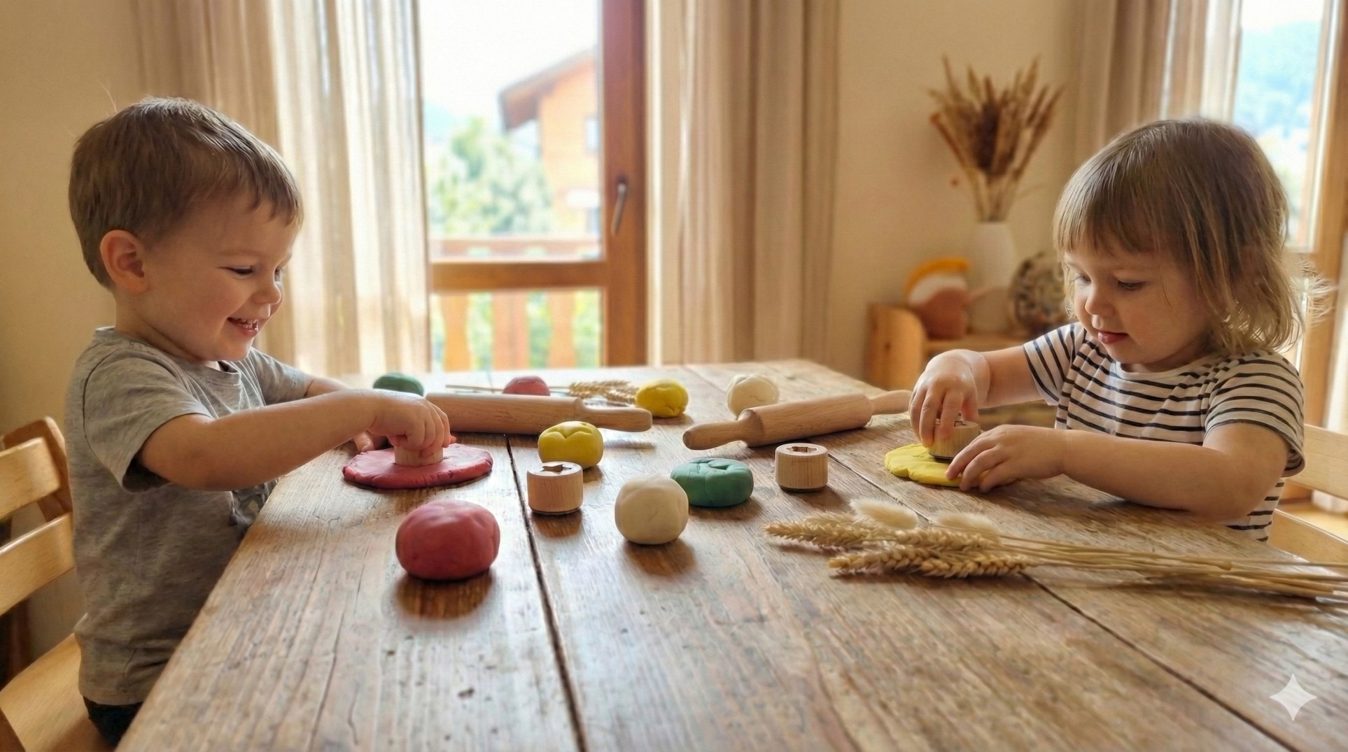 Деца играят с органичен пластилин